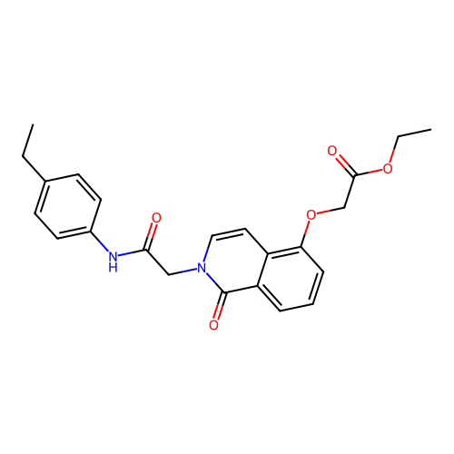 Ethyl 2-[2-[2-(4-ethylanilino)-2-oxoethyl]-1-oxoisoquinolin-5-yl]oxyacetate structure
