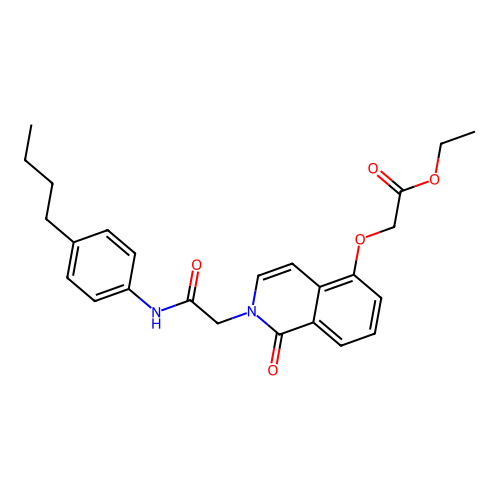 Ethyl 2-[2-[2-(4-butylanilino)-2-oxoethyl]-1-oxoisoquinolin-5-yl]oxyacetate structure