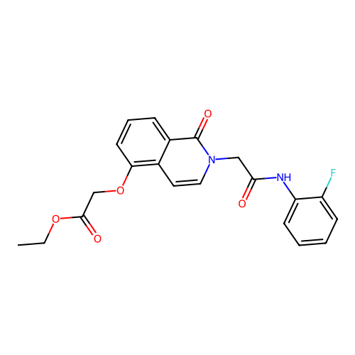Ethyl 2-[2-[2-(2-fluoroanilino)-2-oxoethyl]-1-oxoisoquinolin-5-yl]oxyacetate structure