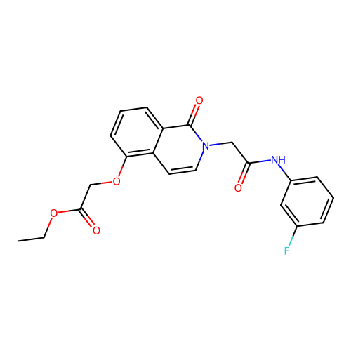 Ethyl 2-[2-[2-(3-fluoroanilino)-2-oxoethyl]-1-oxoisoquinolin-5-yl]oxyacetate structure
