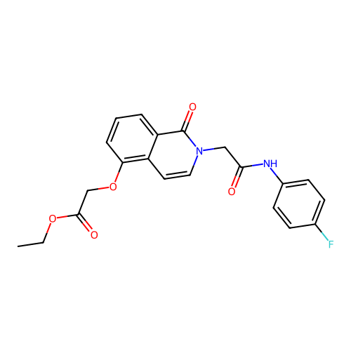 Ethyl 2-[2-[2-(4-fluoroanilino)-2-oxoethyl]-1-oxoisoquinolin-5-yl]oxyacetate structure