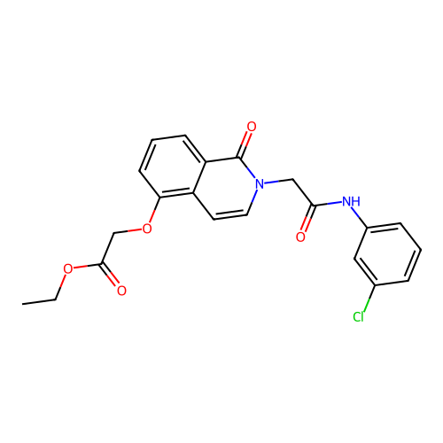 Ethyl 2-[2-[2-(3-chloroanilino)-2-oxoethyl]-1-oxoisoquinolin-5-yl]oxyacetate structure