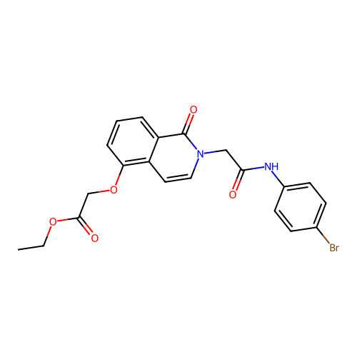 Ethyl 2-[2-[2-(4-bromoanilino)-2-oxoethyl]-1-oxoisoquinolin-5-yl]oxyacetate structure