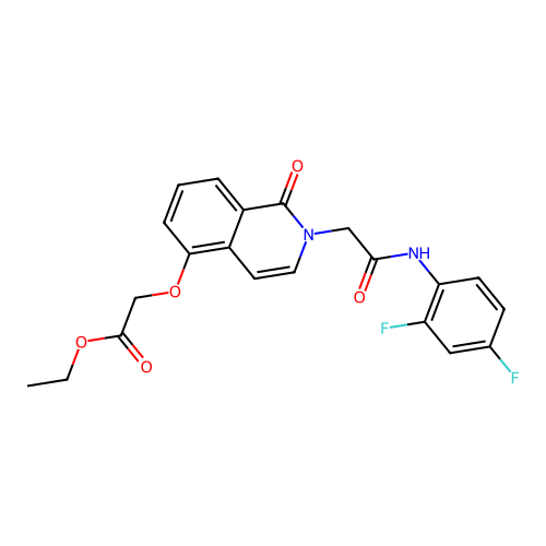 Ethyl 2-[2-[2-(2,4-difluoroanilino)-2-oxoethyl]-1-oxoisoquinolin-5-yl]oxyacetate structure