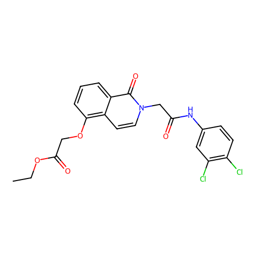 Ethyl 2-[2-[2-(3,4-dichloroanilino)-2-oxoethyl]-1-oxoisoquinolin-5-yl]oxyacetate structure