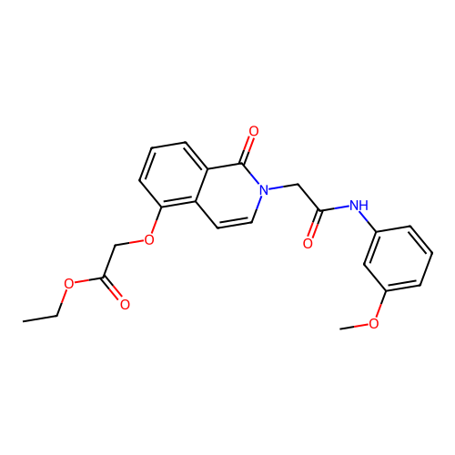 Ethyl 2-[2-[2-(3-methoxyanilino)-2-oxoethyl]-1-oxoisoquinolin-5-yl]oxyacetate structure