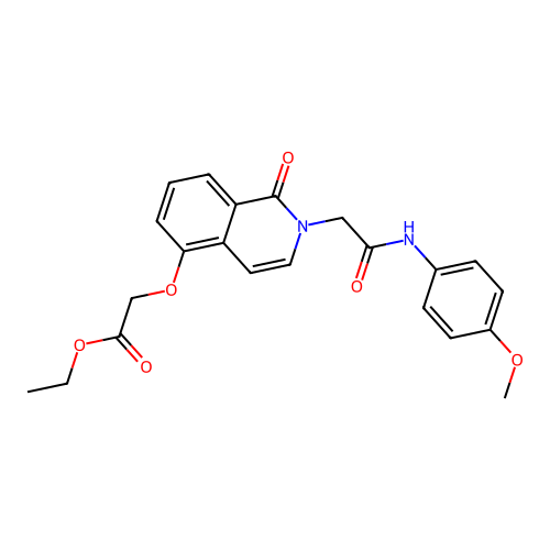 Ethyl 2-[2-[2-(4-methoxyanilino)-2-oxoethyl]-1-oxoisoquinolin-5-yl]oxyacetate structure