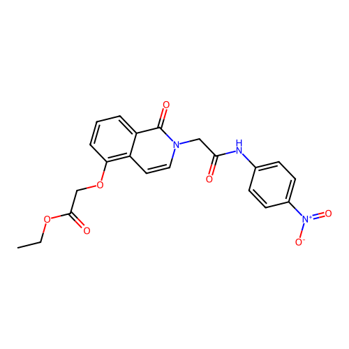 Ethyl 2-[2-[2-(4-nitroanilino)-2-oxoethyl]-1-oxoisoquinolin-5-yl]oxyacetate structure