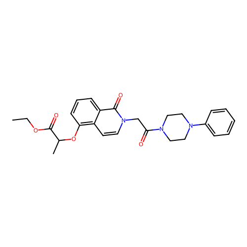 Ethyl 2-[1-oxo-2-[2-oxo-2-(4-phenylpiperazin-1-yl)ethyl]isoquinolin-5-yl]oxypropanoate structure