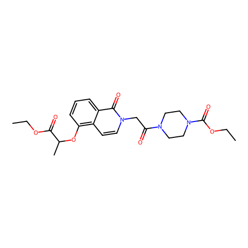ethyl 4-(2-{5-[(1-ethoxy-1-oxopropan-2-yl)oxy]-1-oxo-1,2-dihydroisoquinolin-2-yl}acetyl)piperazine-1-carboxylate structure