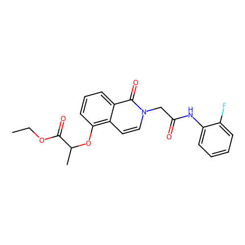 Ethyl 2-[2-[2-(2-fluoroanilino)-2-oxoethyl]-1-oxoisoquinolin-5-yl]oxypropanoate structure