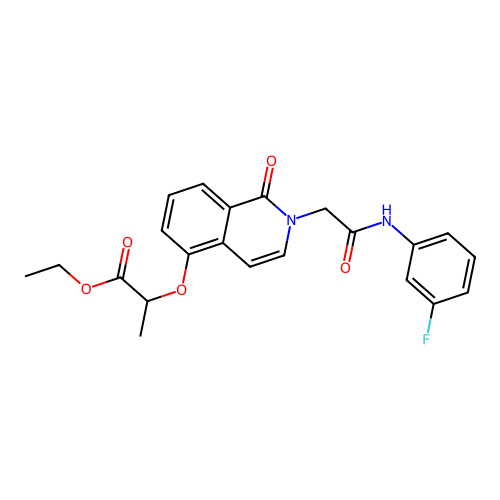 Ethyl 2-[2-[2-(3-fluoroanilino)-2-oxoethyl]-1-oxoisoquinolin-5-yl]oxypropanoate structure