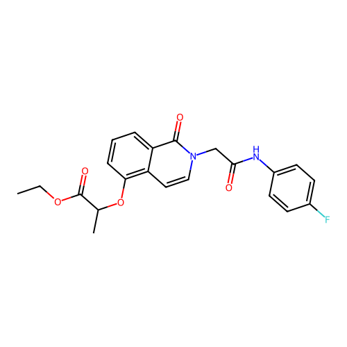 Ethyl 2-[2-[2-(4-fluoroanilino)-2-oxoethyl]-1-oxoisoquinolin-5-yl]oxypropanoate structure