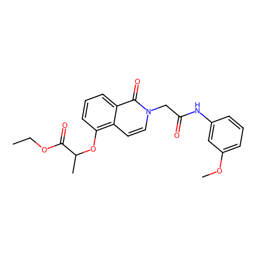 Ethyl 2-[2-[2-(3-methoxyanilino)-2-oxoethyl]-1-oxoisoquinolin-5-yl]oxypropanoate structure
