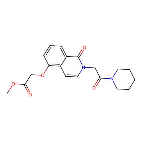 methyl 2-({1-oxo-2-[2-oxo-2-(piperidin-1-yl)ethyl]-1,2-dihydroisoquinolin-5-yl}oxy)acetate structure