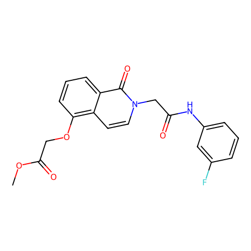 Methyl 2-[2-[2-(3-fluoroanilino)-2-oxoethyl]-1-oxoisoquinolin-5-yl]oxyacetate structure