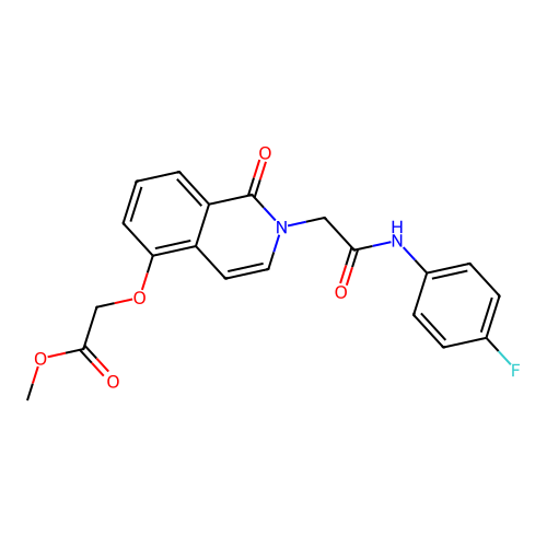 Methyl 2-[2-[2-(4-fluoroanilino)-2-oxoethyl]-1-oxoisoquinolin-5-yl]oxyacetate structure