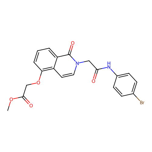Methyl 2-[2-[2-(4-bromoanilino)-2-oxoethyl]-1-oxoisoquinolin-5-yl]oxyacetate structure