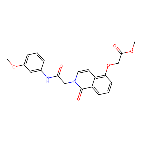 Methyl 2-[2-[2-(3-methoxyanilino)-2-oxoethyl]-1-oxoisoquinolin-5-yl]oxyacetate structure
