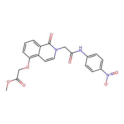 Methyl 2-[2-[2-(4-nitroanilino)-2-oxoethyl]-1-oxoisoquinolin-5-yl]oxyacetate structure