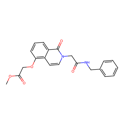 Methyl 2-[2-[2-(benzylamino)-2-oxoethyl]-1-oxoisoquinolin-5-yl]oxyacetate structure