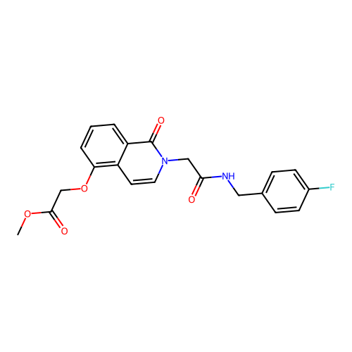 methyl 2-{[2-({[(4-fluorophenyl)methyl]carbamoyl}methyl)-1-oxo-1,2-dihydroisoquinolin-5-yl]oxy}acetate structure