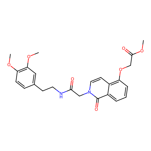 methyl 2-{[2-({[2-(3,4-dimethoxyphenyl)ethyl]carbamoyl}methyl)-1-oxo-1,2-dihydroisoquinolin-5-yl]oxy}acetate structure