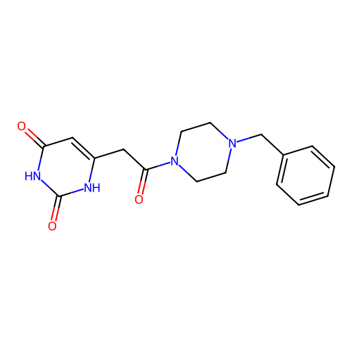 6-[2-(4-benzylpiperazin-1-yl)-2-oxoethyl]-1H-pyrimidine-2,4-dione structure
