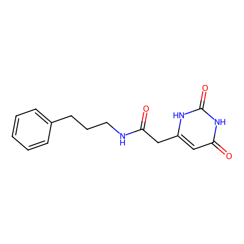 2-(2,6-dioxo-1,2,3,6-tetrahydropyrimidin-4-yl)-N-(3-phenylpropyl)acetamide structure