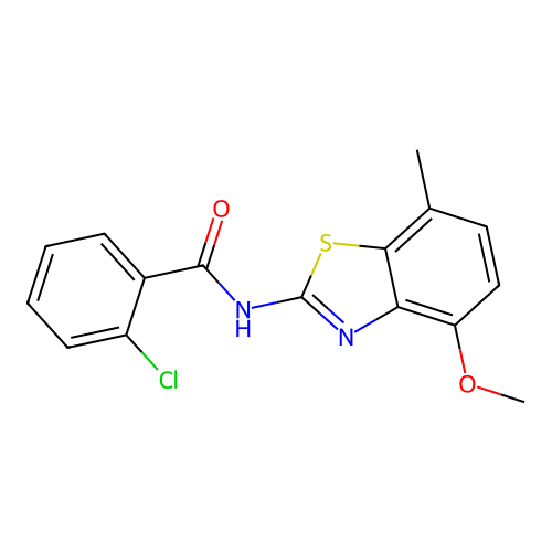 2-chloro-N-(4-methoxy-7-methyl-1,3-benzothiazol-2-yl)benzamide structure