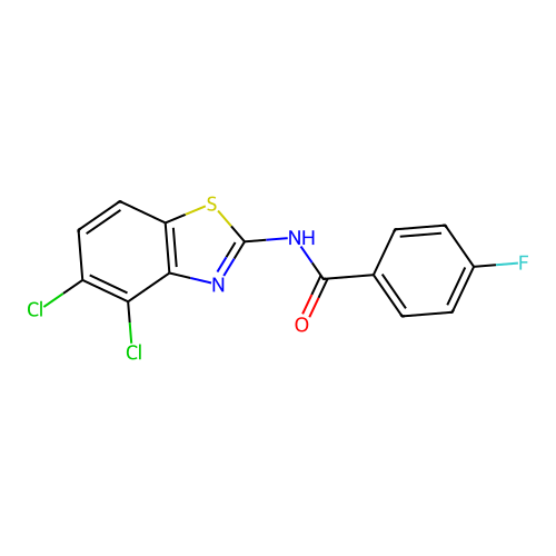 N-(4,5-dichloro-1,3-benzothiazol-2-yl)-4-fluorobenzamide structure