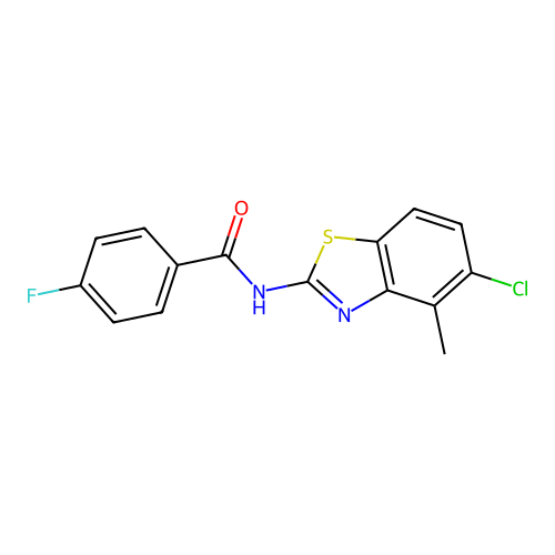N-(5-chloro-4-methyl-1,3-benzothiazol-2-yl)-4-fluorobenzamide structure