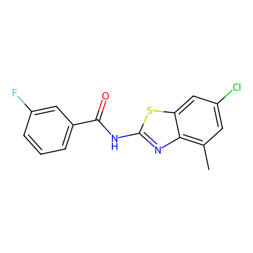 N-(6-chloro-4-methyl-1,3-benzothiazol-2-yl)-3-fluorobenzamide structure