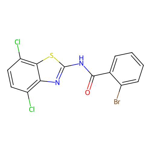 2-bromo-N-(4,7-dichloro-1,3-benzothiazol-2-yl)benzamide structure