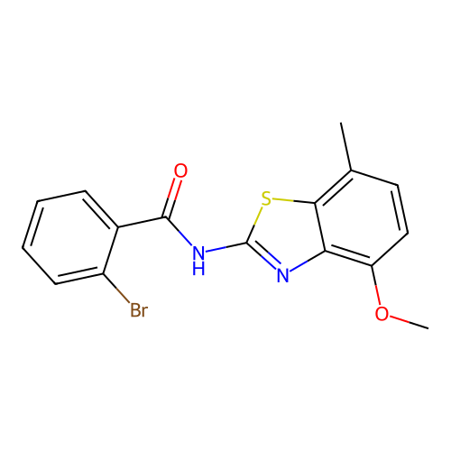 2-bromo-N-(4-methoxy-7-methyl-1,3-benzothiazol-2-yl)benzamide structure
