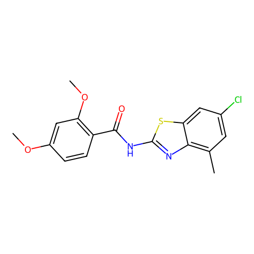 N-(6-chloro-4-methyl-1,3-benzothiazol-2-yl)-2,4-dimethoxybenzamide structure