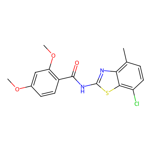 N-(7-chloro-4-methyl-1,3-benzothiazol-2-yl)-2,4-dimethoxybenzamide structure