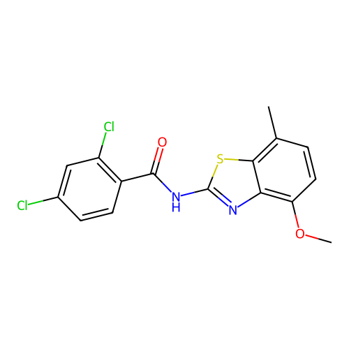 2,4-dichloro-N-(4-methoxy-7-methyl-1,3-benzothiazol-2-yl)benzamide structure