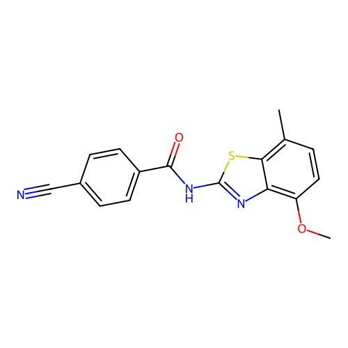 4-cyano-N-(4-methoxy-7-methyl-1,3-benzothiazol-2-yl)benzamide structure