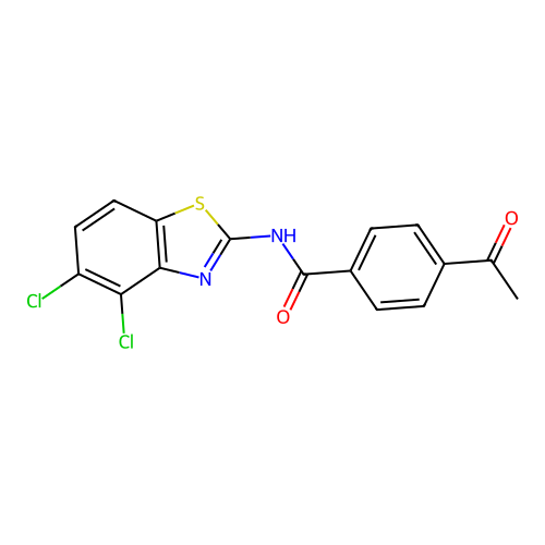 4-acetyl-N-(4,5-dichloro-1,3-benzothiazol-2-yl)benzamide structure