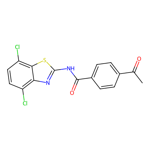 4-acetyl-N-(4,7-dichloro-1,3-benzothiazol-2-yl)benzamide structure