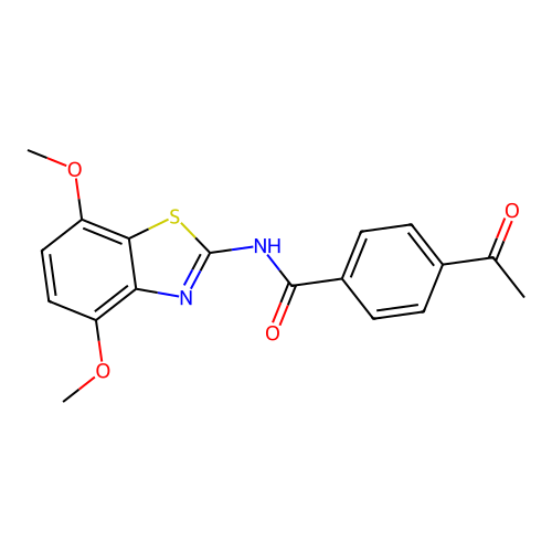 4-acetyl-N-(4,7-dimethoxy-1,3-benzothiazol-2-yl)benzamide structure