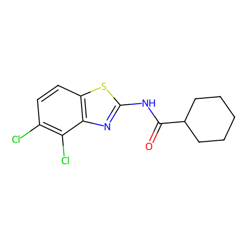 N-(4,5-dichloro-1,3-benzothiazol-2-yl)cyclohexanecarboxamide structure