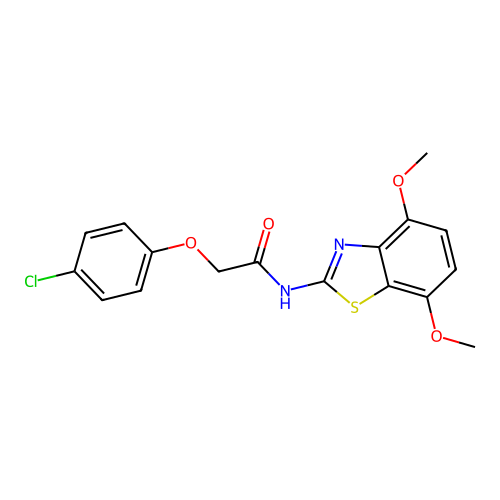 2-(4-chlorophenoxy)-N-(4,7-dimethoxy-1,3-benzothiazol-2-yl)acetamide structure