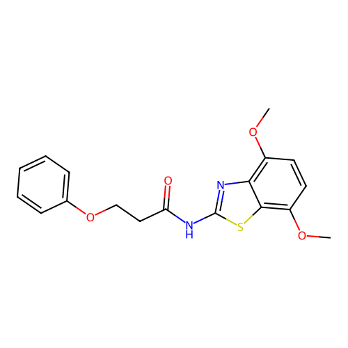 N-(4,7-dimethoxy-1,3-benzothiazol-2-yl)-3-phenoxypropanamide structure