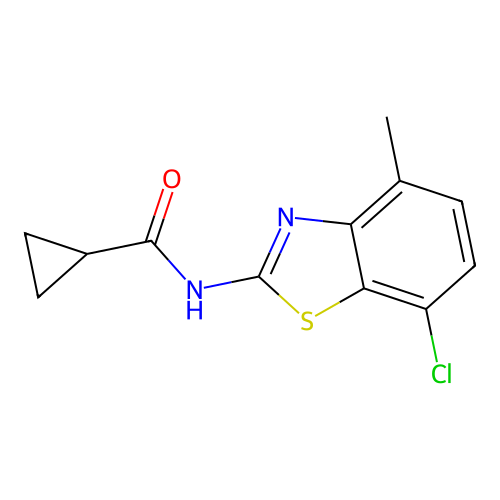 N-(7-chloro-4-methyl-1,3-benzothiazol-2-yl)cyclopropanecarboxamide structure