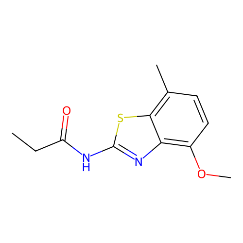 N-(4-methoxy-7-methyl-1,3-benzothiazol-2-yl)propanamide structure
