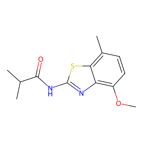 N-(4-methoxy-7-methyl-1,3-benzothiazol-2-yl)-2-methylpropanamide structure