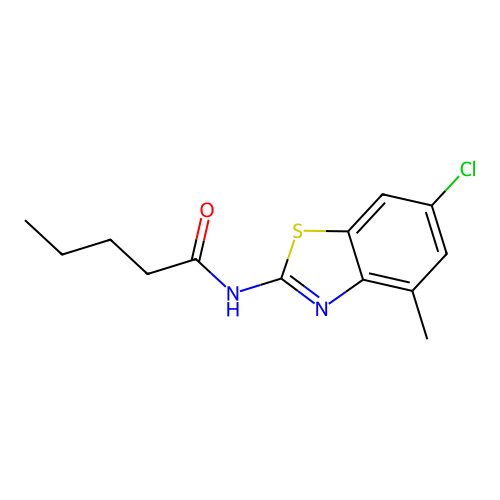 N-(6-chloro-4-methyl-1,3-benzothiazol-2-yl)pentanamide structure