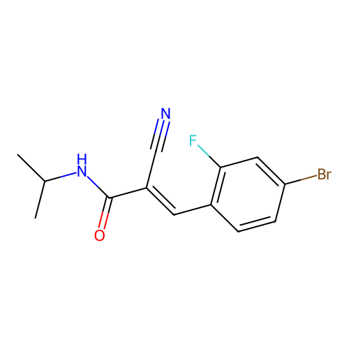 (E)-3-(4-bromo-2-fluorophenyl)-2-cyano-N-propan-2-ylprop-2-enamide structure